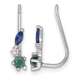 Sterling Silver Rhodium-Plated Cubic Zirconia Malachite and Nano Crystal Ear Climber Earrings, 17.9 mm