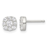 Sterling Silver Polished White Cubic Zirconia Cluster 6.85 mm Stud Earrings, 12.4 mm Long