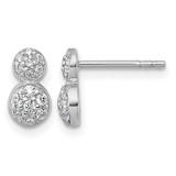 Sterling Silver Rhodium-Plated Polished Fancy Cubic Zirconia Two Circles Stud Earrings, 9.4 mm