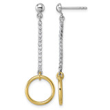 Sterling Silver Rhodium-Plated and Gold-Plated Cubic Zirconia Circle Dangle Earrings, 44.05 mm