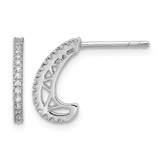 Sterling Silver Rhodium-Plated Cubic Zirconia Polished J-Hoop Post Earrings, 12.8 mm