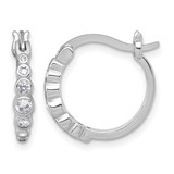 Sterling Silver Rhodium-Plated Graduated Cubic Zirconia Hoop Earrings, 18.9 mm