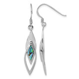 Sterling Silver Rhodium-Plated Polished Abalone Fancy Dangle Shepherd Hook Drop French Wire Earrings, 45.45 mm