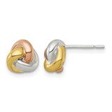 Sterling Silver Gold-Tone and Rose-Tone Polished Love Knot Stud Earrings, 8.1 mm
