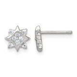 Sterling Silver Polished Cubic Zirconia Star Stud Earrings, 8.2 mm