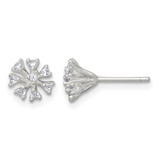 Sterling Silver Polished Cubic Zirconia Flower Cluster Stud Earrings, 7.2 mm