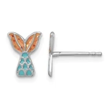 Sterling Silver Madi K Rhodium-Plated Enameled Multi-Color Mermaid Tail Stud Earrings, 10 mm