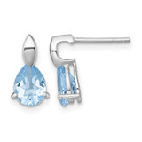 Sterling Silver Rhodium-Plated Polished Pear Blue Topaz Teardrop Stud Earrings, 13.3 mm