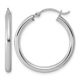 Sterling Silver Rhodium-Plated 2.5 mm Round Hoop Earrings, 27 mm Long