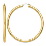 Sterling Silver Flash Gold and Silver-Tone 4 mm Round Hoop Earrings, 72 mm Long