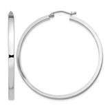 Sterling Silver Rhodium-Plated Concave 3 x 1 x 45 mm Rectangular Tube Hoop Earrings
