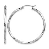 Sterling Silver Rhodium-Plated Twisted 2.5 x 40mmHoop Hoop Earrings