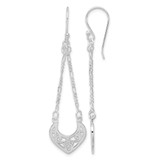 Sterling Silver Rhodium-Plated Filigree Dangle French Wire Earrings, 56 mm