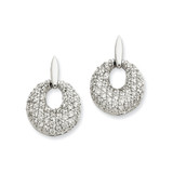 Sterling Silver Crystal Circle Post Dangle Earrings, 24 mm