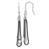 Sterling Silver & Black Rhodium-Plated Chain Dangle French Wire Earrings, 62.5 mm