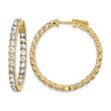 Sterling Shimmer Sterling Silver Gold-Tone Flash Gold and Silver-Tone 3 mm Cubic Zirconia 52 Stone In and Out Hinged Hoop Earrings, 34.7 mm Long