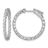 Sterling Shimmer Sterling Silver Rhodium-Plated 38 Stone 2 mm Cubic Zirconia In and Out Round Hinged Hoop Earrings, 24.7 mm Long