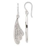 Sterling Silver Stellux Crystal Wing Dangle French Wire Earrings, 45 mm