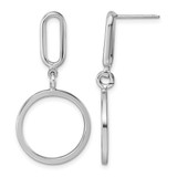 Sterling Silver Rhodium-Plated Polished Circle Post Dangle Earrings, 39 mm