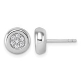 Sterling Silver Rhodium-Plated Cubic Zirconia Round Cluster Stud Earrings
