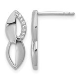 Sterling Silver Rhodium-Plated Polished Ovals Cubic Zirconia Post Drop Earrings, 17.5 mm