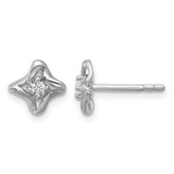 Sterling Silver Rhodium-Plated Polished Cubic Zirconia Twisted Stud Earrings, 6.5 mm