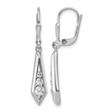 Sterling Silver Rhodium-Plated Polished Fancy Cubic Zirconia Kite-Shaped Leverback Drop Earrings, 35 mm