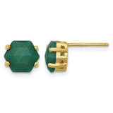 Sterling Silver Gold-Tone Polished Hexagon Green Chalcedony Stud Earrings, 8.1 mm