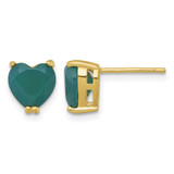 Sterling Silver Gold-Tone Polished Green Chalcedony Heart Stud Earrings, 8.7 mm