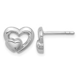 Sterling Silver Rhodium-Plated Polished Heart Inside Heart Stud Earrings, 18.9 mm