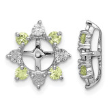 Sterling Silver Rhodium-Plated 0.007ct Diamond & Peridot Earring Jacket, 13 mm