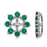 Sterling Silver Rhodium-Plated Lab-Created Emerald Earring Jacket, 14 mm