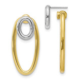 Sterling Silver & Gold-Tone Front & Back Oval Post Drop Earrings, 38 mm