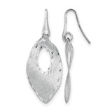 Sterling Silver Rhodium-Plated Textured & Diamond-Cut Dangle Shepherd Hook Drop French Wire Earrings, 46 mm