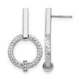 Rhodium-Plated Sterling Silver Polished Cubic Zirconia Diamond-Cut Post Dangle Earrings, 34.09 mm