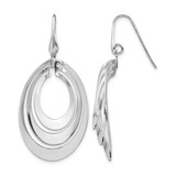 Sterling Silver Rhodium-Plated Polished and Brushed Dangle French Wire Earrings, 50.6 mm