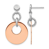 Sterling Silver Rose Gold-Tone Rhodium-Plated Diamond-Cut Post Dangle Earrings, 35.1 mm