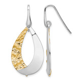 Sterling Silver Rhodium-Plated Gold-Tone Diamond-Cut Dangle French Wire Earrings, 42.75 mm