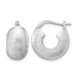 Sterling Silver Rhodium-Plated Sparkle Hoop Earrings, 18.74 mm