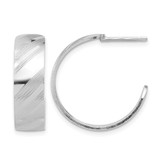 Sterling Silver Rhodium-Plated Etched Stripe Hoop Earrings, 22.3 mm