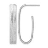 Sterling Silver Rhodium-Plated Brushed J-Hoop Post Earrings, 36.6 mm