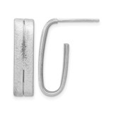 Sterling Silver Rhodium-Plated Brushed J-Hoop Post Earrings, 24 mm