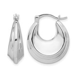 Sterling Silver Rhodium-Plated Graduating Puffed Hoop Earrings, 23.17 mm
