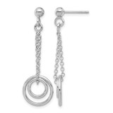 Sterling Silver Rhodium-Plated Polished Circles on Chain Dangle Earrings, 37 mm