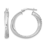 Sterling Silver Rhodium-Plated Polished Hoop Earrings, 27 mm