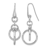 Sterling Silver Rhodium-Plated Polished Circle Dangle French Wire Earrings, 52 mm