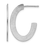 Sterling Silver Rhodium-Plated Scratch Finish J-Hoop Post Earrings, 28 mm