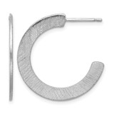 Sterling Silver Rhodium-Plated Scratch Finish J-Hoop Post Earrings, 27 mm
