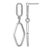 Sterling Silver Rhodium-Plated Polish Geometric Dangle Earrings, 43.5 mm