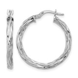 Sterling Silver Rhodium-Plated Polished Twisted Hoop Earrings, 26 mm, 2.75 mm Wide